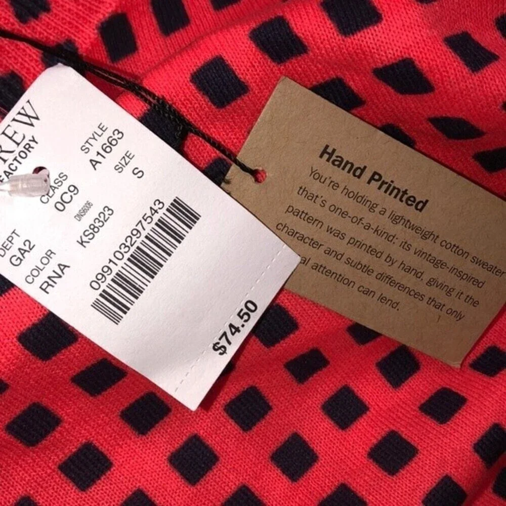 J Crew factory size small 3/4 sleeve top; new